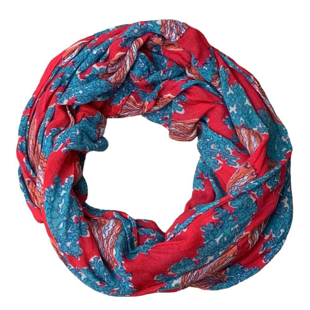 Lilly Pulitzer women’s infinity scarf seashells and coral pattern
